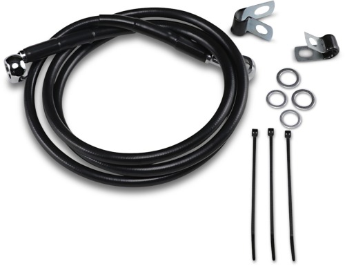 Drag Specialties 660325-4BLK Extended Stainless Steel Front Brake Line Kit,